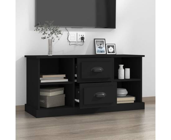 Comodă tv, negru, 99,5x35,5x48 cm, lemn prelucrat, 3 image