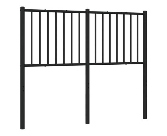 Tăblie de pat metalică, negru, 125x3x90 cm, 5 image