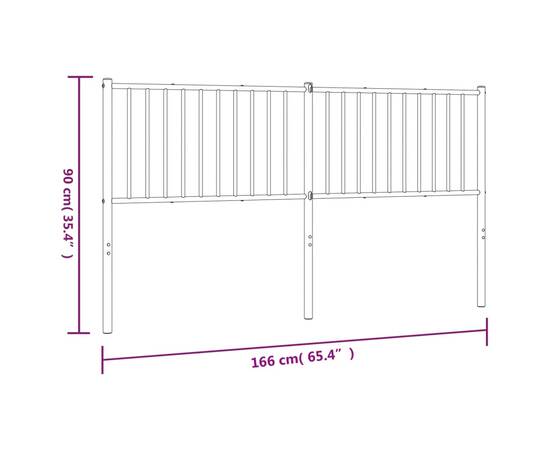 Tăblie de pat metalică, negru, 166x3x90 cm, 7 image