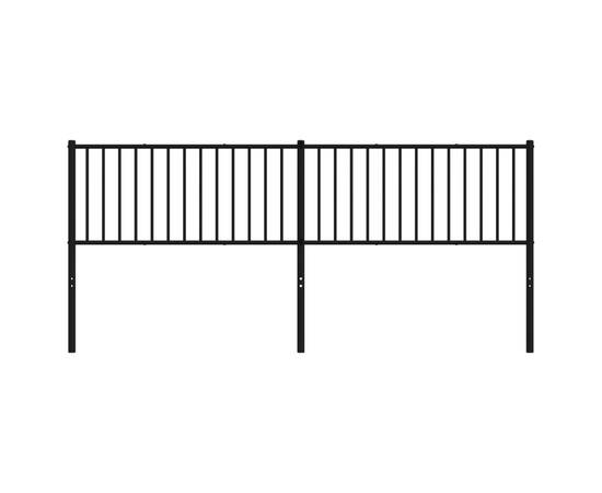 Tăblie de pat metalică, negru, 206x3x90 cm, 3 image