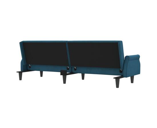 Canapea extensibilă cu cotiere, catifea albastră, 6 image