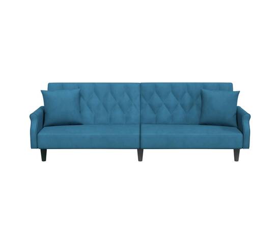 Canapea extensibilă cu cotiere, catifea albastră, 4 image