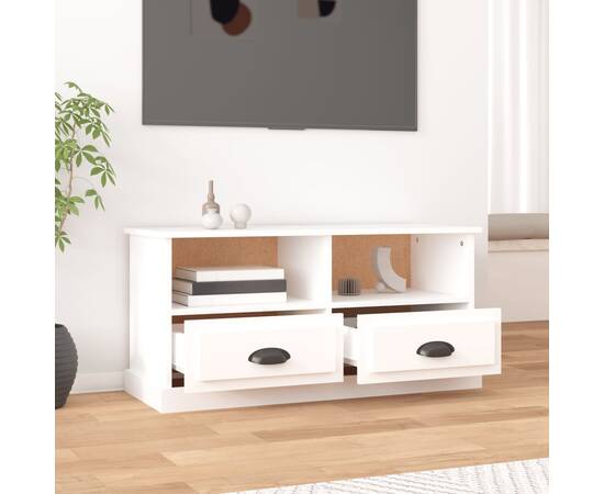 Comodă tv, alb, 93x35,5x45 cm, lemn prelucrat, 3 image