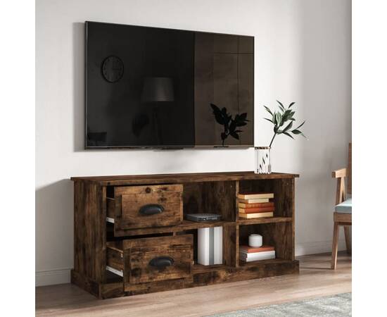Comodă tv, stejar afumat, 102x35,5x47,5 cm, lemn prelucrat, 3 image