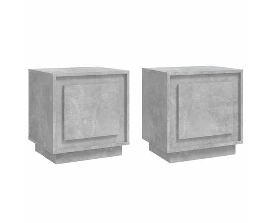 Noptiere, 2 buc., gri beton, 44x35x45 cm, lemn prelucrat, 2 image