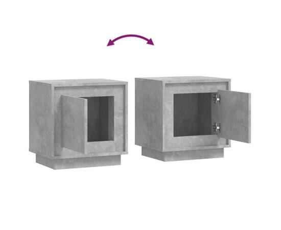 Noptiere, 2 buc., gri beton, 44x35x45 cm, lemn prelucrat, 9 image
