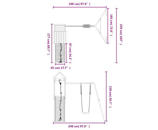 Set de joacă pentru exterior, lemn de pin impregnat, 11 image