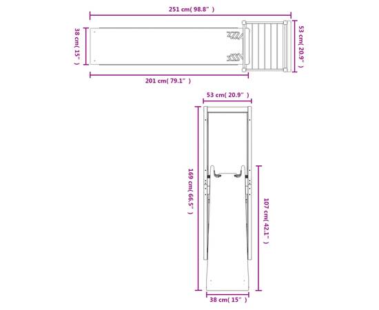 Set de joacă pentru exterior, lemn de pin impregnat, 9 image