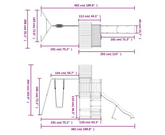 Set de joacă pentru exterior, lemn masiv de pin, 11 image