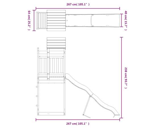 Set de joacă pentru exterior, lemn masiv de pin, 9 image