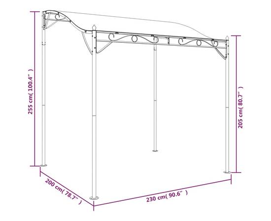 Baldachin, gri taupe, 2x2,3 m, 180 g/m², țesătură și oțel, 8 image
