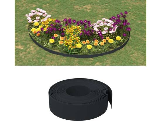 Bordură de grădină, negru, 10 m 15 cm, polietilenă