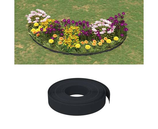 Borduri de grădină, 2 buc, negru, 10 m 10 cm, polietilenă