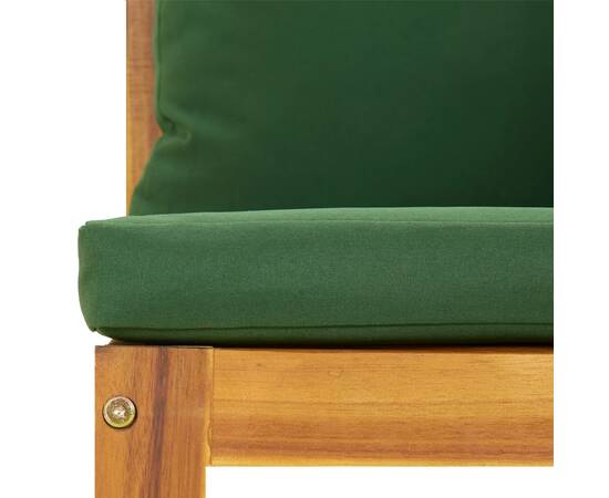 Canapea colț modulară, perne verzi, lemn masiv acacia, 7 image