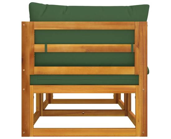 Canapele colț modulare, 2 buc, perne verzi, lemn masiv acacia, 5 image