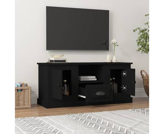 Comodă tv, negru, 100x35,5x45 cm, lemn prelucrat, 3 image
