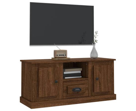 Comodă tv, stejar maro, 100x35,5x45 cm, lemn prelucrat, 4 image