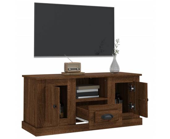 Comodă tv, stejar maro, 100x35,5x45 cm, lemn prelucrat, 5 image