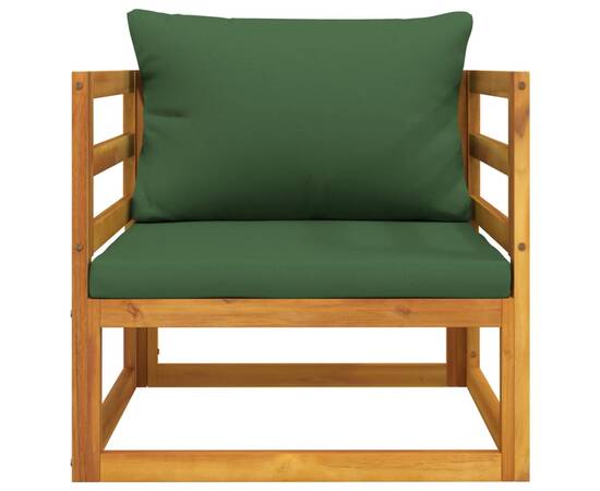Scaun de grădină cu pernă gri, lemn masiv de acacia, 5 image