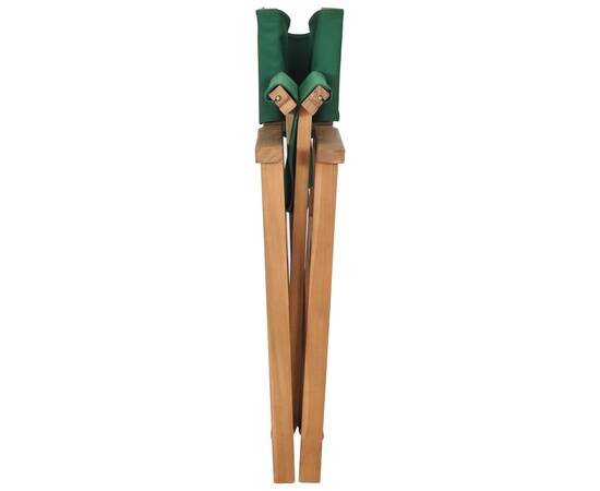 Scaune de regizor pliante, 2 buc., verde, lemn masiv de tec, 6 image