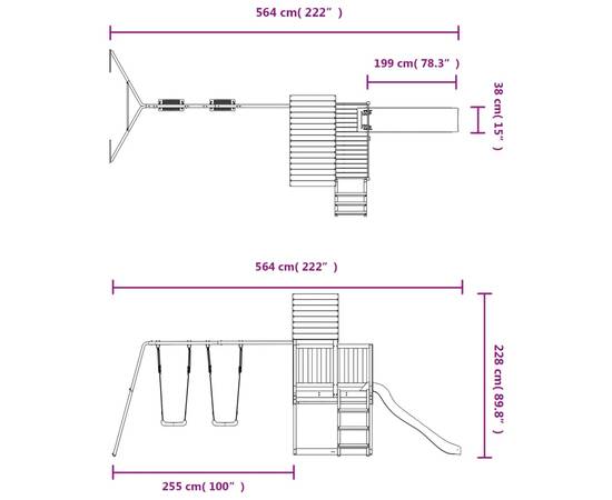 Set de joacă pentru exterior, lemn de pin impregnat, 9 image