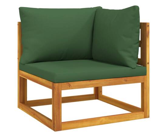 Set mobilier de grădină, 8 piese, cu perne verzi, lemn masiv, 4 image