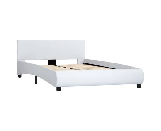 Cadru de pat, alb, 140 x 200 cm, piele ecologică, 2 image