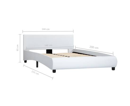 Cadru de pat, alb, 140 x 200 cm, piele ecologică, 7 image