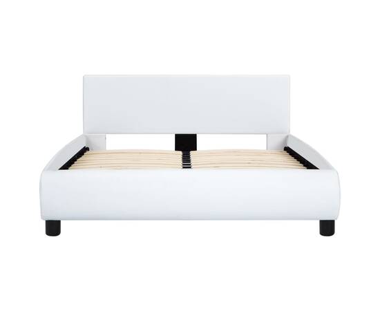 Cadru de pat, alb, 140 x 200 cm, piele ecologică, 3 image