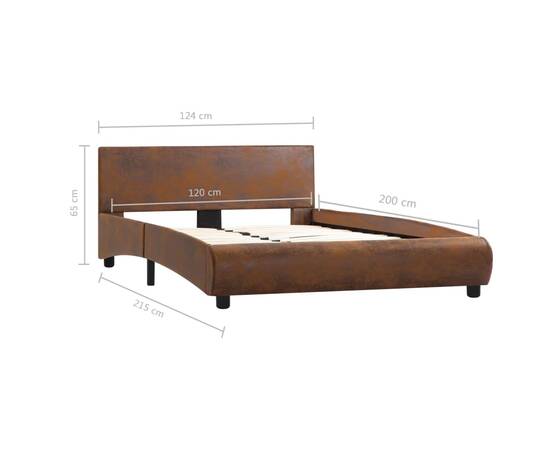Cadru de pat, maro, 120 x 200 cm, piele ecologică, 7 image