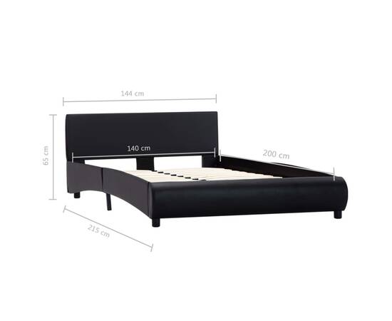 Cadru de pat, negru, 140 x 200 cm, piele ecologică, 7 image