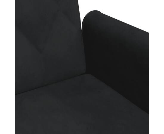 Canapea extensibilă cu cotiere, negru, catifea, 10 image