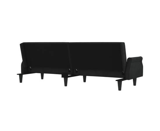 Canapea extensibilă cu cotiere, negru, catifea, 6 image