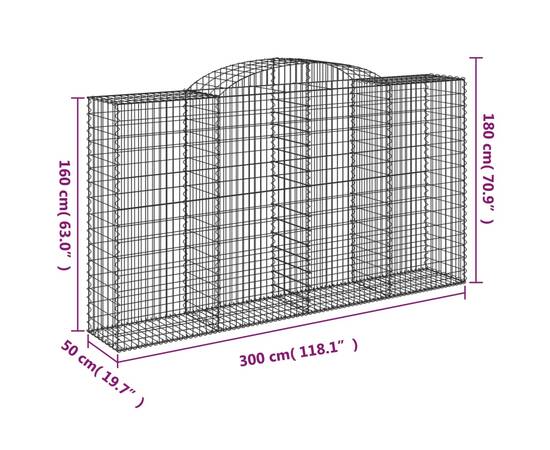 Coșuri gabion arcuite 11 buc, 300x50x160/180cm, fier galvanizat, 6 image