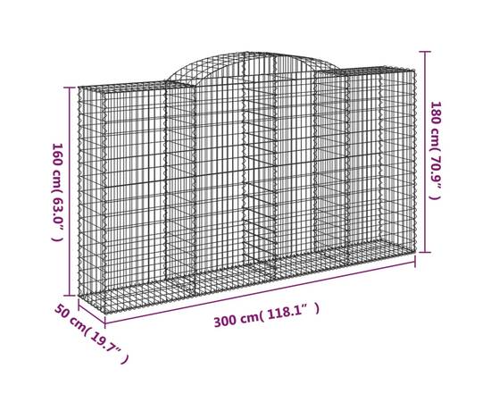 Coșuri gabion arcuite 2 buc, 300x50x160/180 cm, fier galvanizat, 6 image