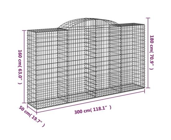 Coșuri gabion arcuite 7 buc, 300x50x160/180 cm, fier galvanizat, 6 image