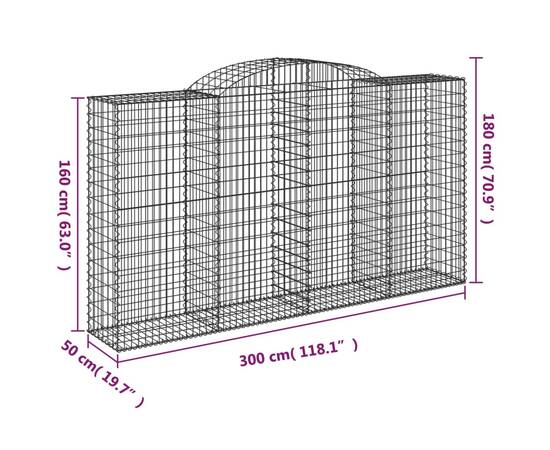 Coșuri gabion arcuite 8 buc, 300x50x160/180 cm, fier galvanizat, 6 image