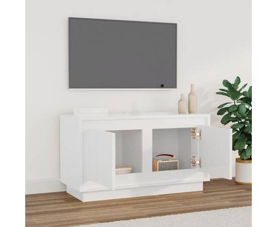 Comodă tv, alb extralucios, 80x35x45 cm, lemn prelucrat, 3 image