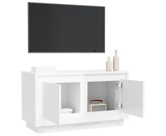 Comodă tv, alb extralucios, 80x35x45 cm, lemn prelucrat, 5 image