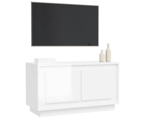 Comodă tv, alb extralucios, 80x35x45 cm, lemn prelucrat, 4 image