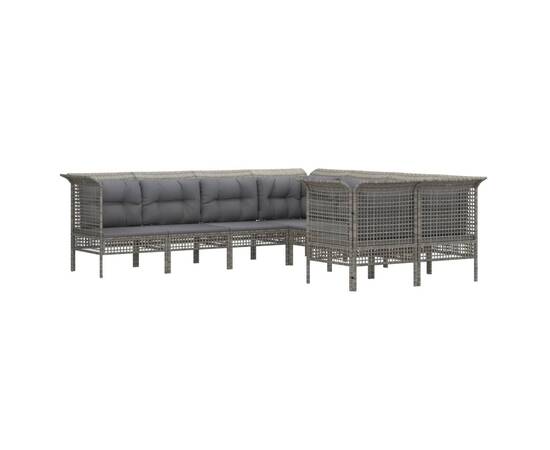 Set mobilier de grădină cu perne, 8 piese, gri, poliratan, 3 image