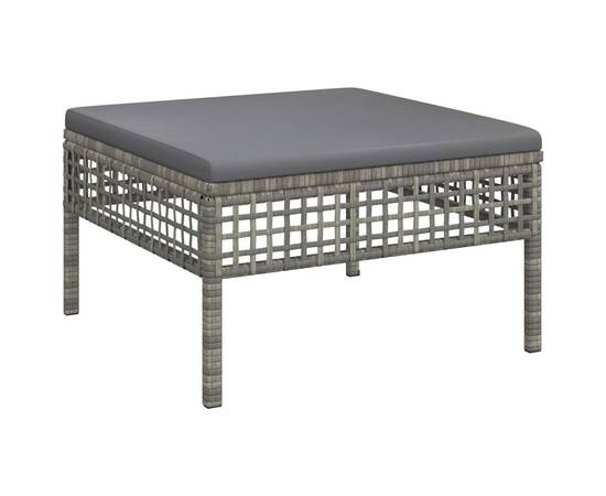 Set mobilier de grădină cu perne, 9 piese, gri, poliratan, 6 image