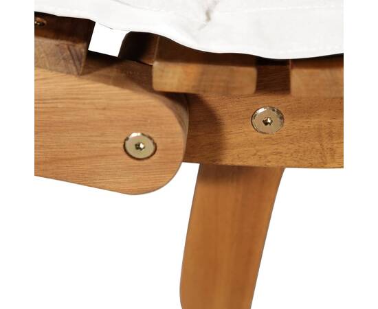 Șezlonguri cu perne 2 buc., alb crem, lemn masiv de acacia, 8 image