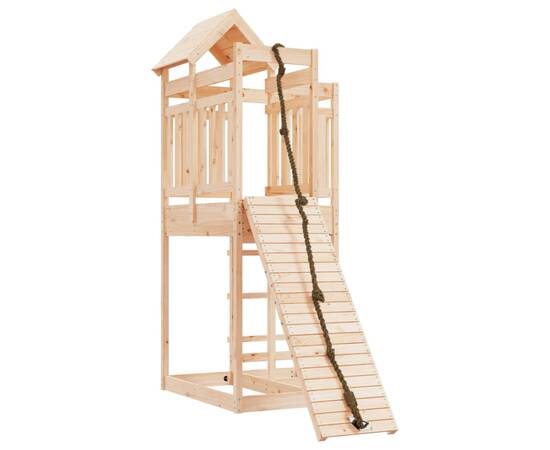 Căsuță de joacă cu perete de cățărat, lemn masiv de pin, 2 image
