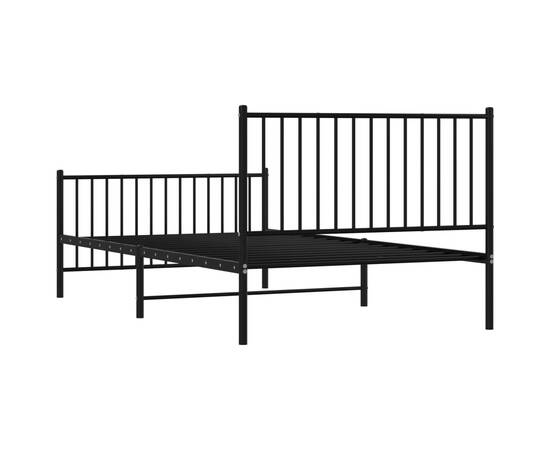 Cadru pat metalic cu tăblii de cap/picioare, negru, 107x203 cm, 7 image