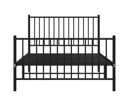 Cadru pat metalic cu tăblii de cap/picioare, negru, 107x203 cm, 5 image