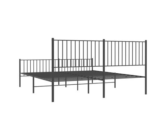 Cadru pat metalic cu tăblii de cap/picioare, negru, 183x213 cm, 7 image