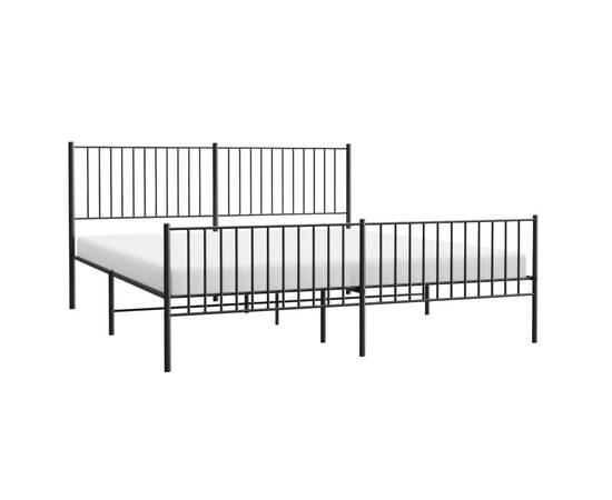 Cadru pat metalic cu tăblii de cap/picioare, negru, 183x213 cm, 3 image