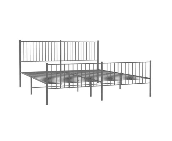 Cadru pat metalic cu tăblii de cap/picioare, negru, 193x203 cm, 4 image