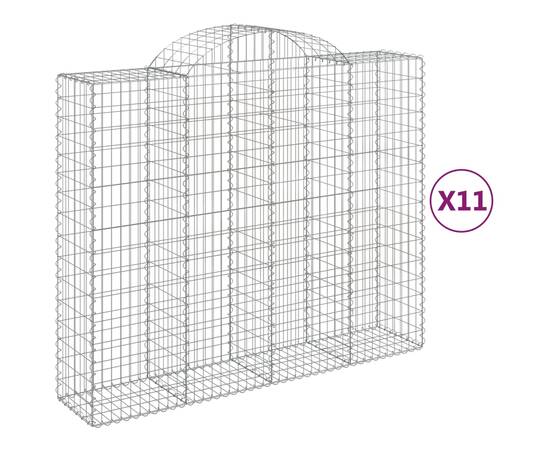 Coș gabion arcuit, 11 buc, 200x50x160/180 cm, fier galvanizat, 2 image